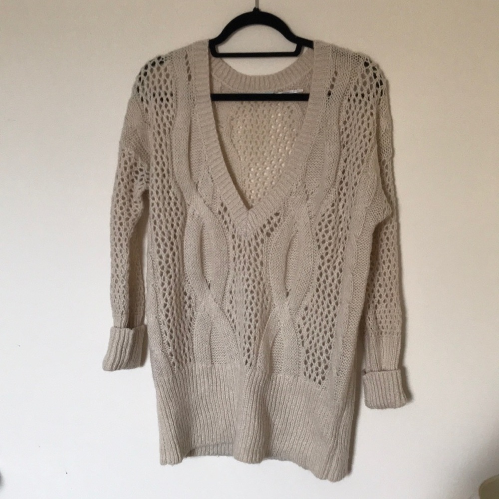 Urban Outfitters off white open cable knit sweater